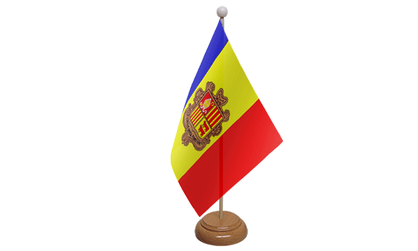 Andorra Small Flag with Wooden Stand